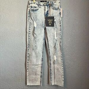 Indigo Rein Organic Cotton Size 3 Acid Wash Super High Rise Straight Leg Jean